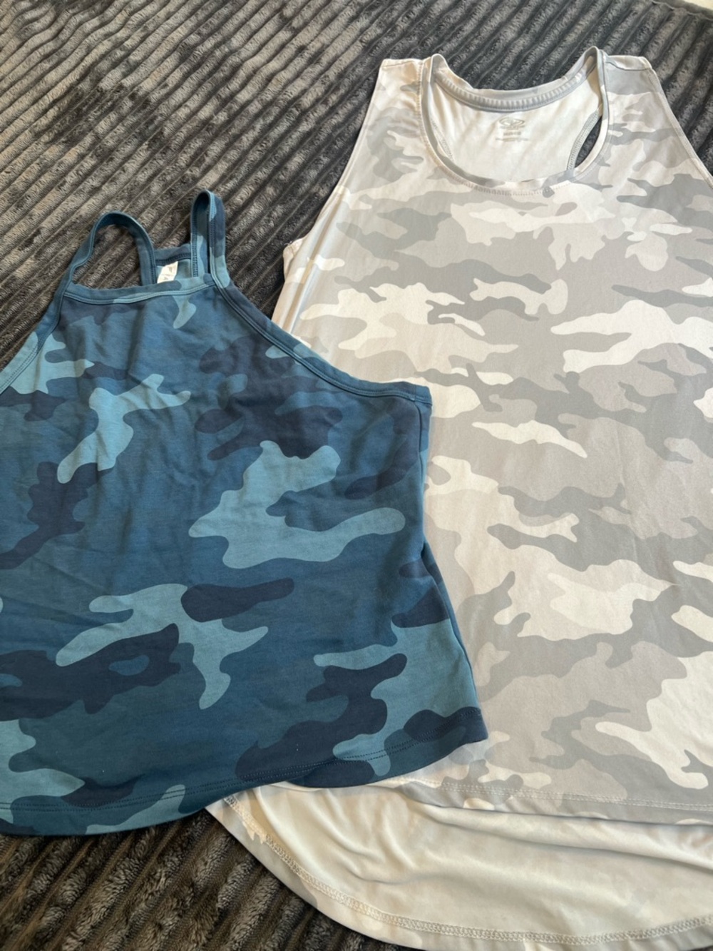 Camo Tank Tops - Blue & Light Gray Set